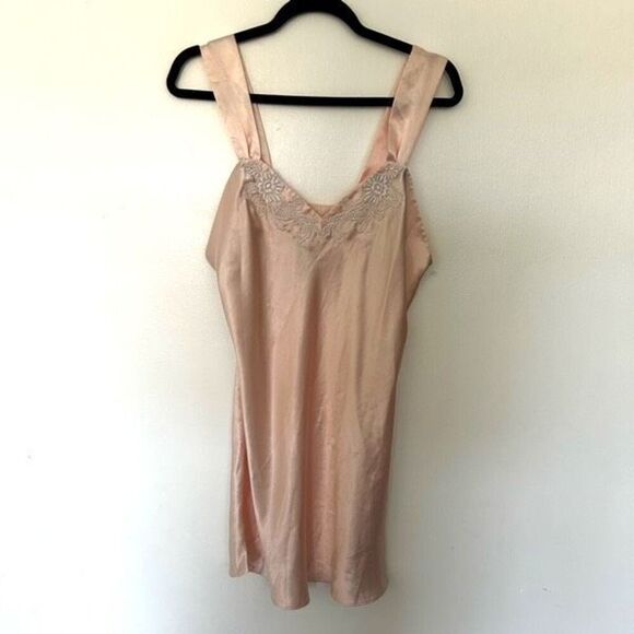 Vintage Sabrina by Mervyn’s Light Pink Satin Slip Dress Size M Wendy Lace - Picture 1 of 13
